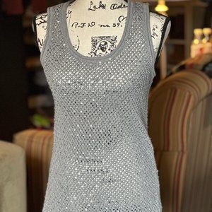 Michael Kors Knit Sequin Beaded Gray Tank Size Large